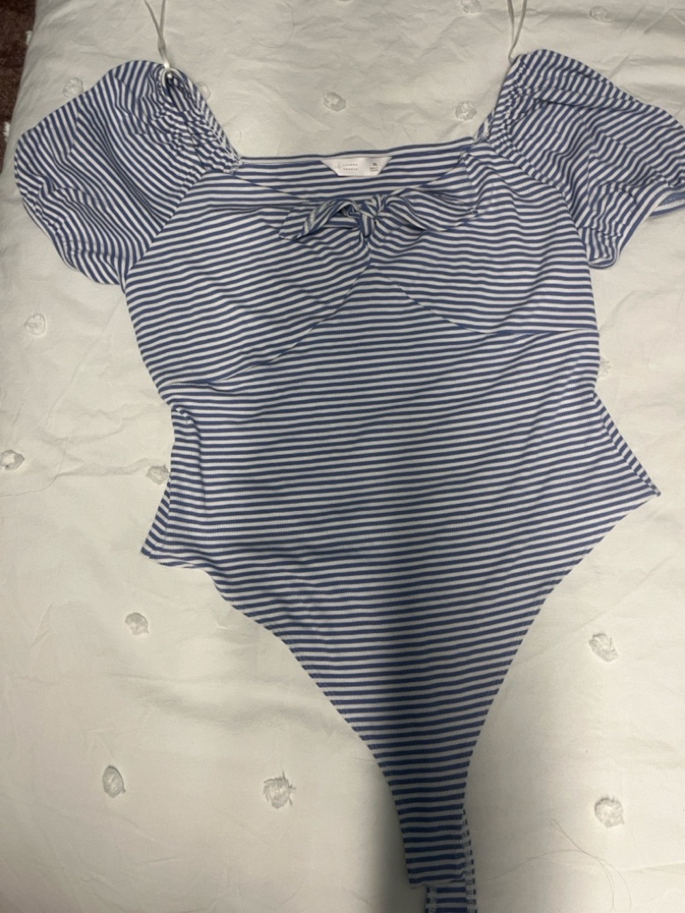 LC Lauren Conrad Blue and White Striped Knot-Front Top